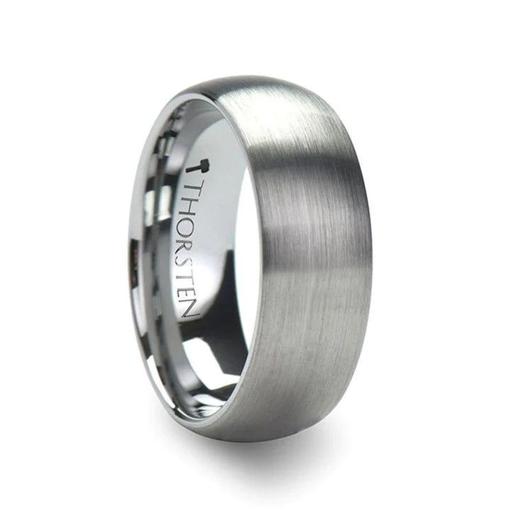 Sz10 Domed with Brushed Finish Tungsten Band 8mm