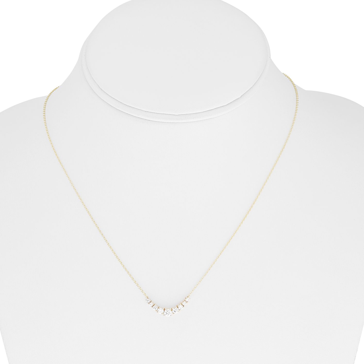 14K Yellow Gold Graduated .45ctw Diamond Center Adjustable Necklace