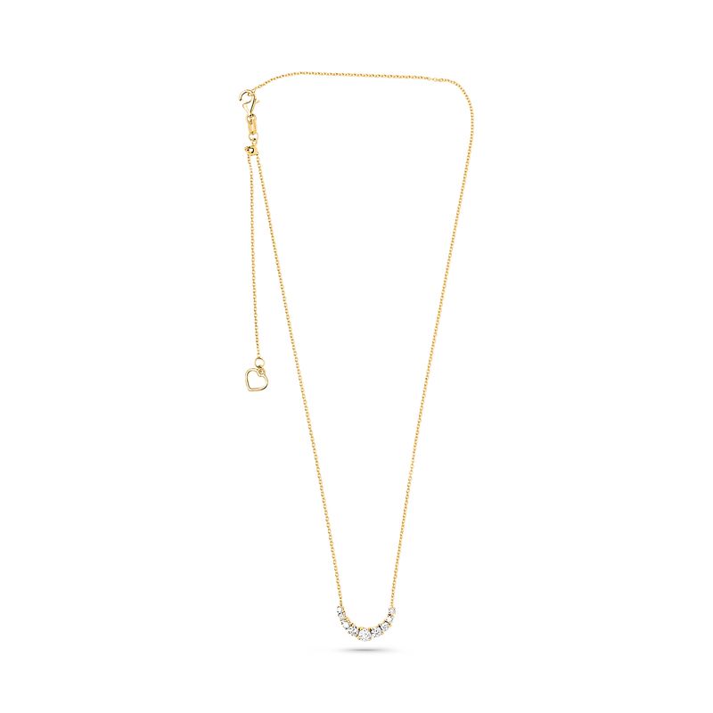 14K Yellow Gold Graduated .45ctw Diamond Center Adjustable Necklace