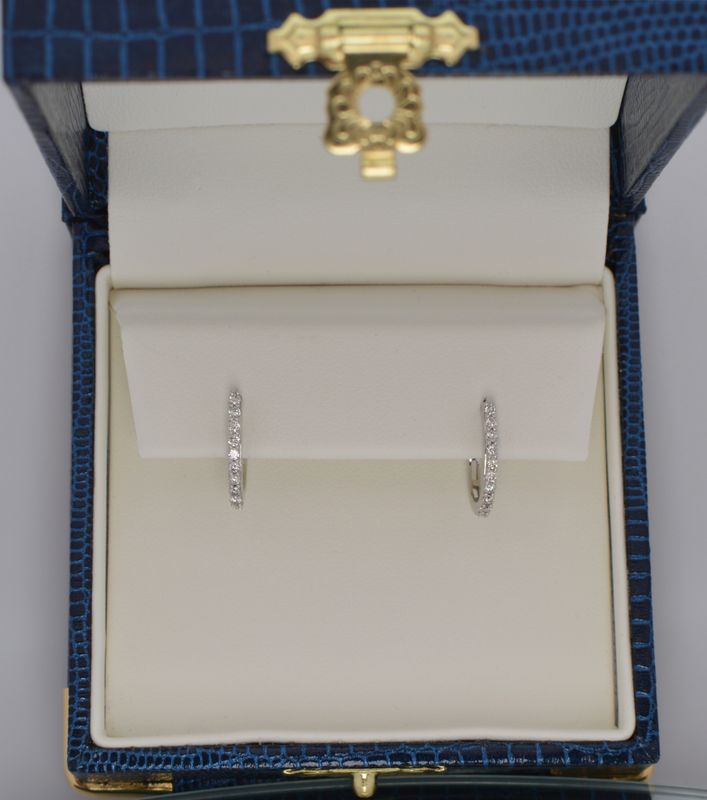14K White Gold .25ctw Diamond Hoop Earrings