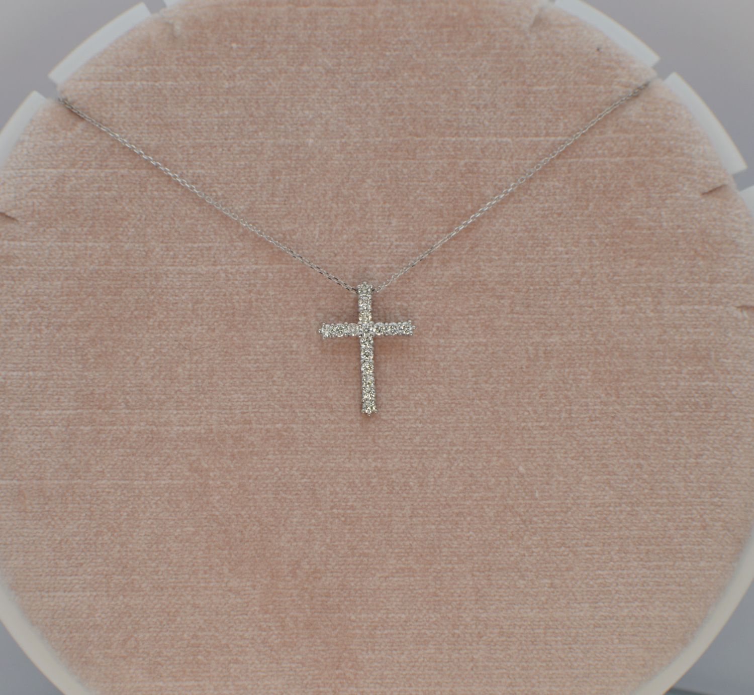 14K White Gold Diamond Cross Pendant .50ctw on 18&quot; Chain