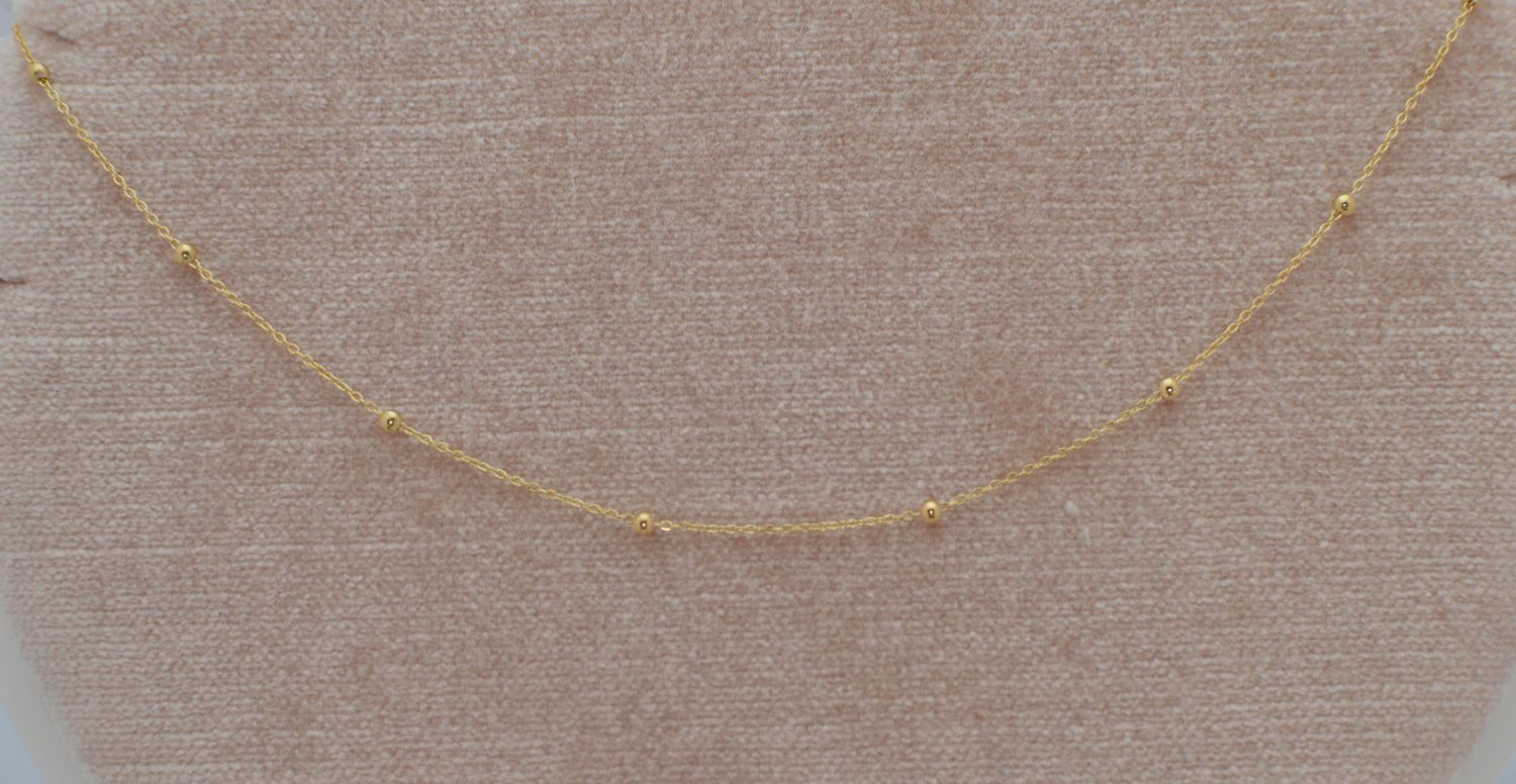 14K Yellow Gold Beaded Cable Saturn Chain