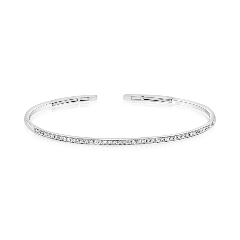 14K White Gold .31ctw Diamond Hinged Cuff