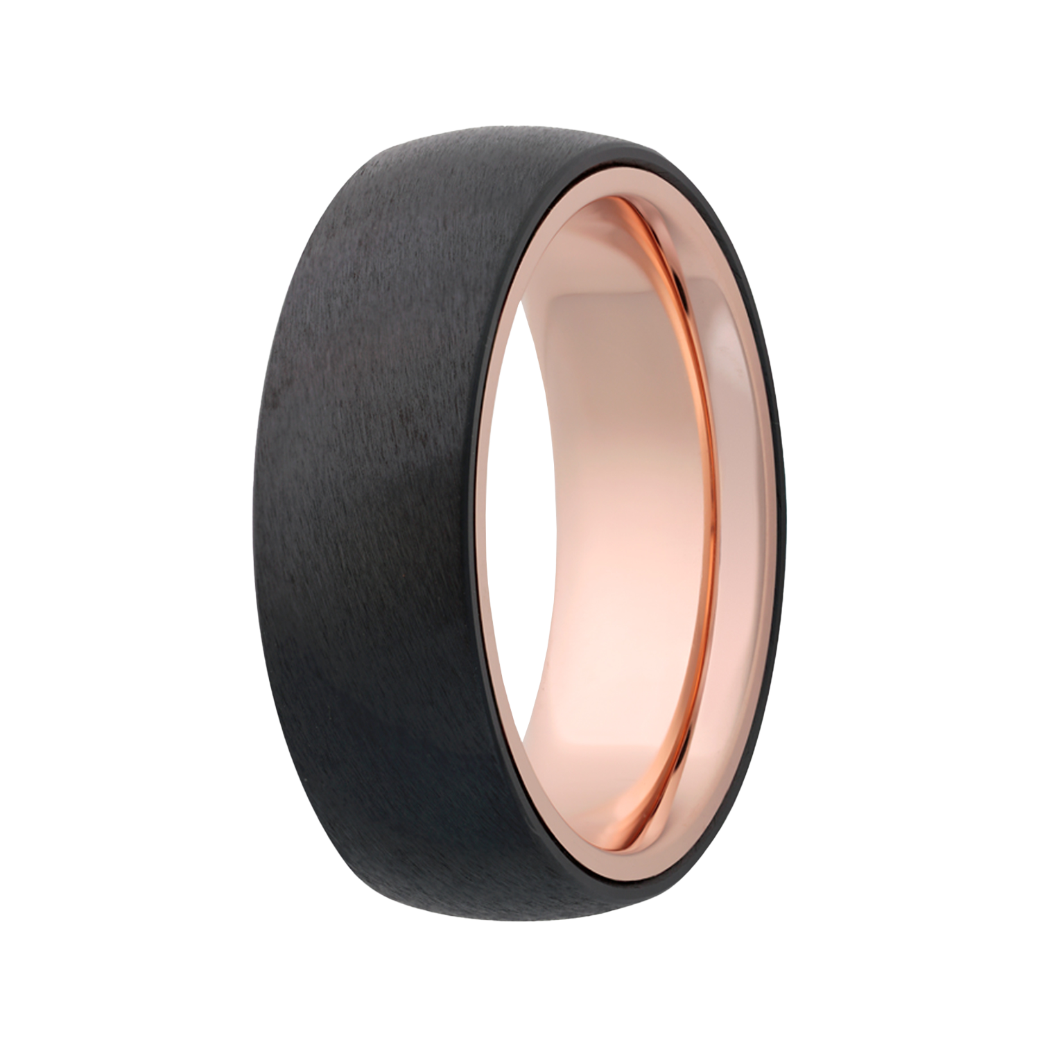 Zirconium and 14k Rose Gold Ring sleeve 7mm Sz 10.5