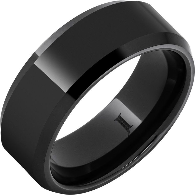 BLACK DIAMOND CERAMIC™ RING WITH BEVELED EDGES 8mm- Sz 4-16