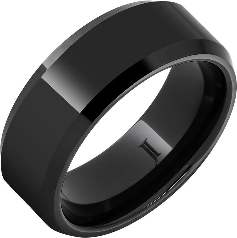 BLACK DIAMOND CERAMIC™ RING WITH BEVELED EDGES 8mm- Sz 4-16