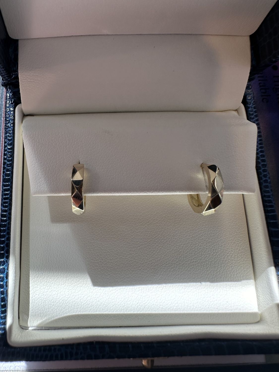 14K Yellow Gold Faceted Hinged Huggie Hoops