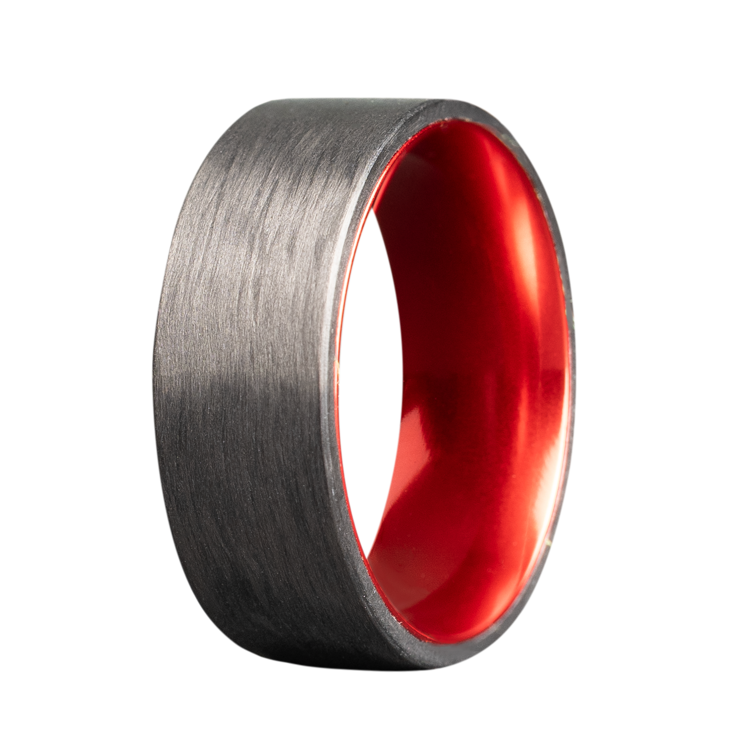Carbon Fiber Ring w/ Red Inner Sleeve 8mm Sz 10 Comfort Fit