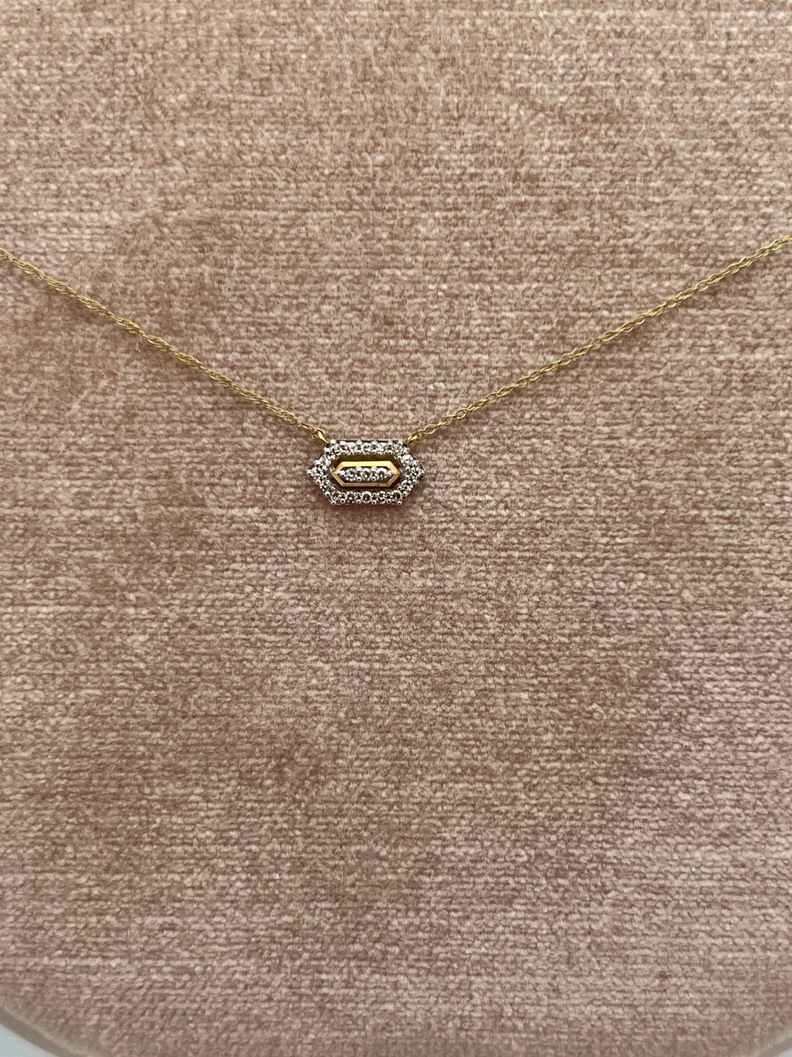 10k Yellow Gold LAB Diamond Hex Pendant.  .10 ctw  18&quot;Chain
