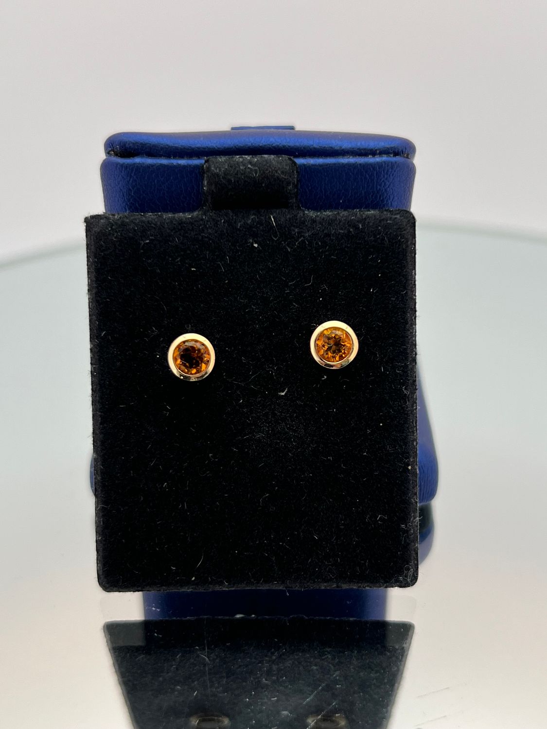 10K Yellow Gold Citrine Bezel Set Stud Earrings