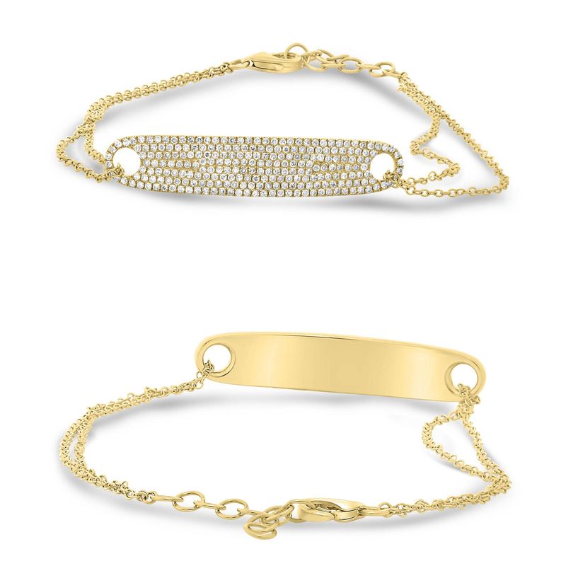 14K Yellow Gold .52ctw Pavé Diamond ID Style Bracelet