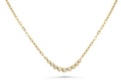 14k Yellow Gold Bezel Set 0.25ctw Diamond Necklace Center on Paperclip Chain