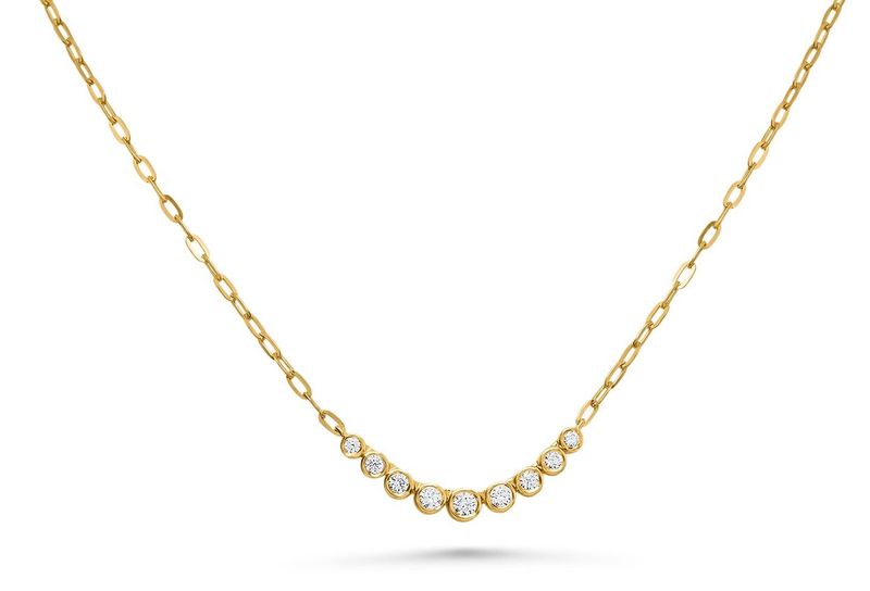 14k Yellow Gold Bezel Set 0.25ctw Diamond Necklace Center on Paperclip Chain