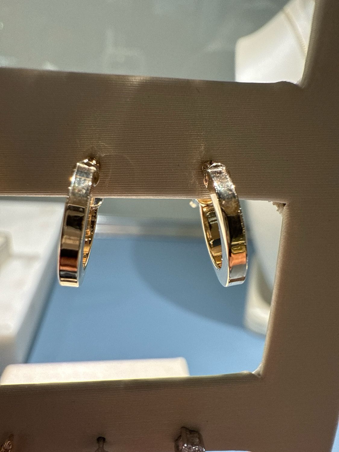 10K Yellow Gold 3/8&quot; Square Tube Mini Hoops
