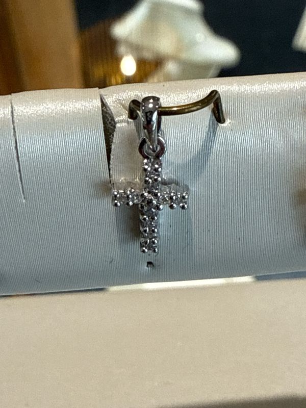 10K White Gold Petite .05ctw Diamond Cross