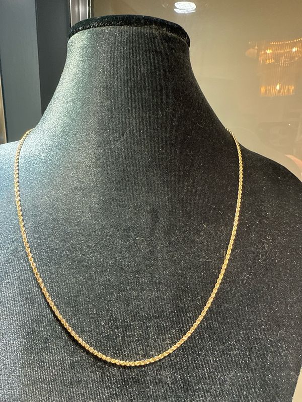 10k 24&quot; Semi-Solid 2mm Rope Chain