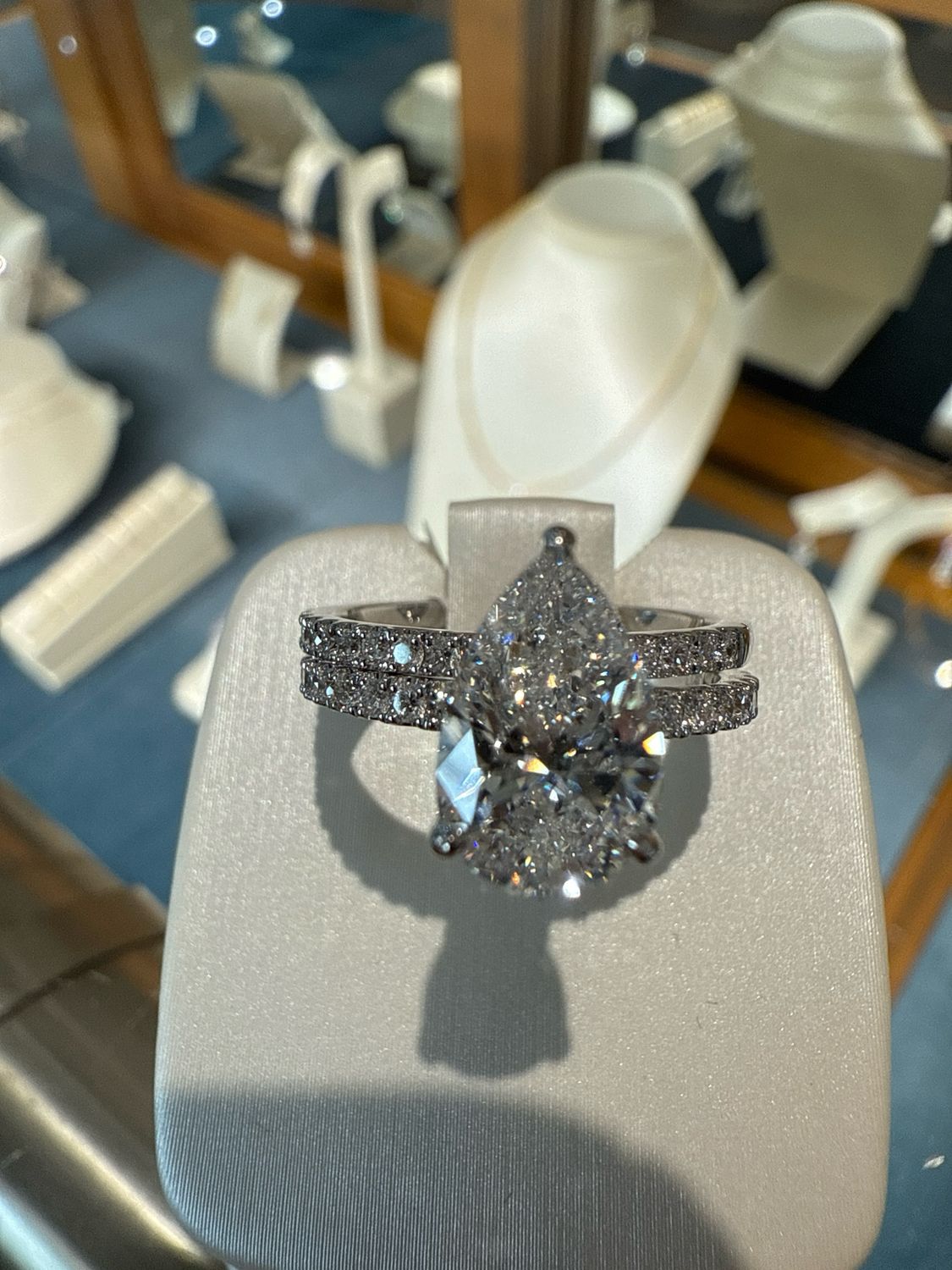 14k White Gold 2.89 CTW Diamonds With 2 Ct Center Pear Wedding Set With hidden halo