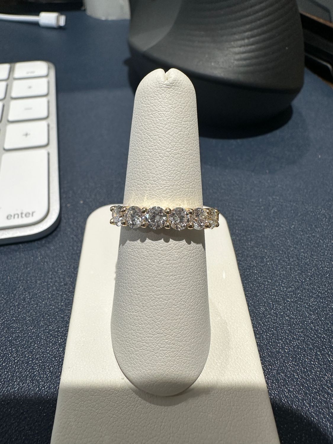 14K Yellow Gold 1.80ctw Lab Grown Diamond 7 Stone RB Band