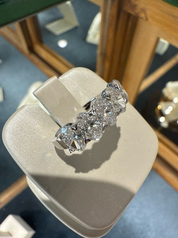 14k White Gold 5 Oval Lab Grown Diamond Band 1.925ctw
