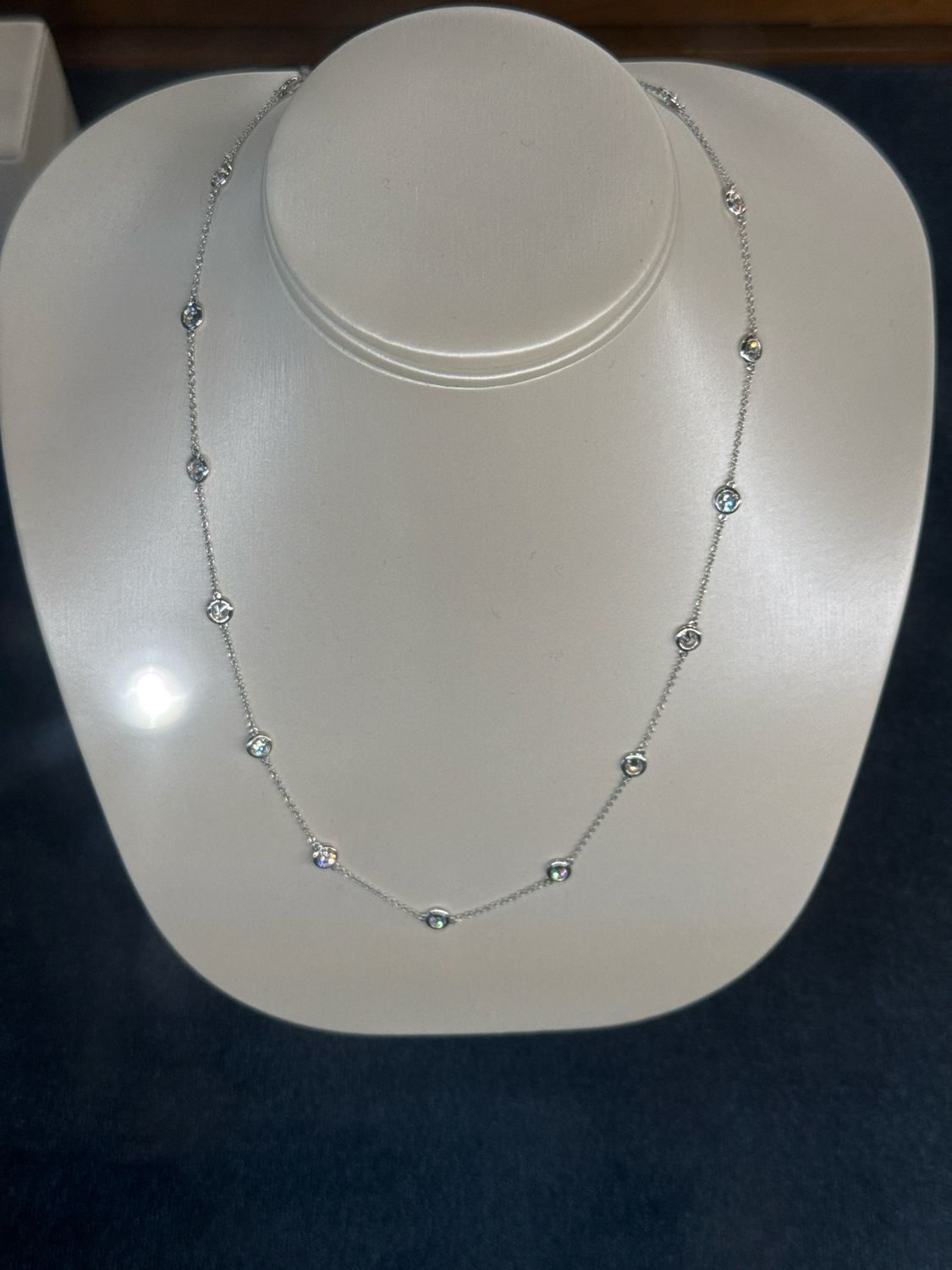 14k White Gold DBY Bezel 2ctw Lab Grown Diamond Necklace