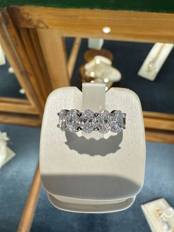 14k White Gold 5 Stone Oval Lab Grown Diamond Band 1.925ctw