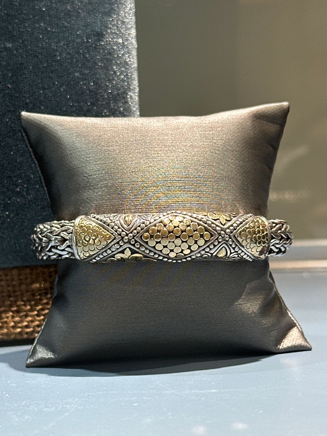 John Hardy .925 &amp; 18k Fleur de Lis Gold Dot Bracelet