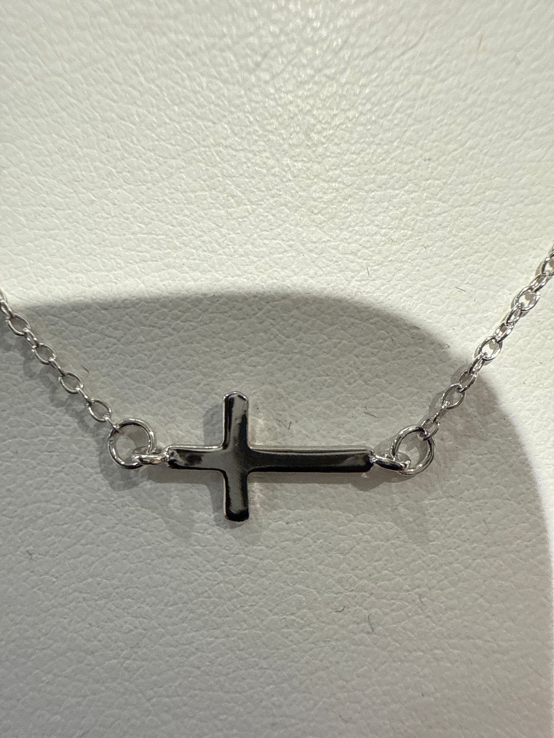 Sterling Silver Horizontal Cross Necklace