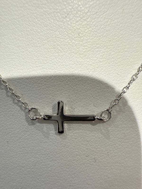 Sterling Silver Horizontal Cross Necklace