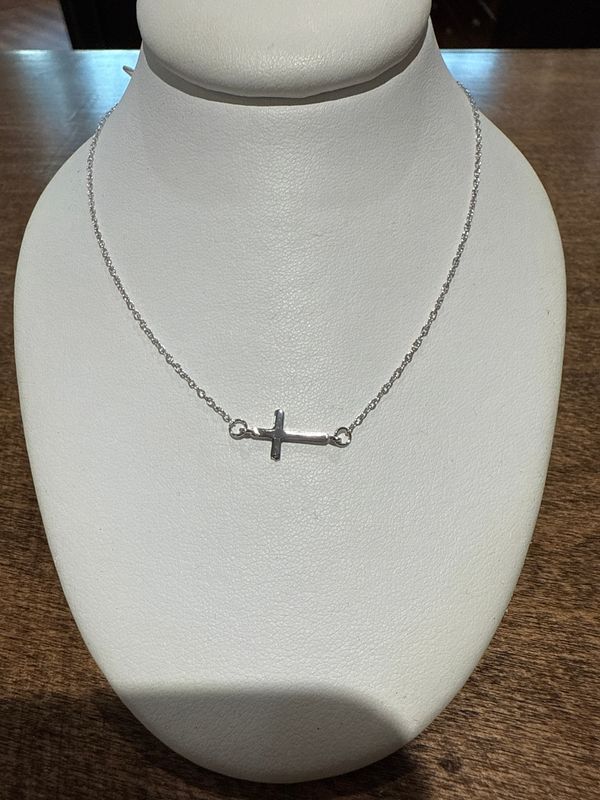 Sterling Silver Horizontal Cross Necklace