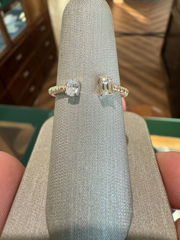 14k Ladies Two Dia Ring Oval and Bag