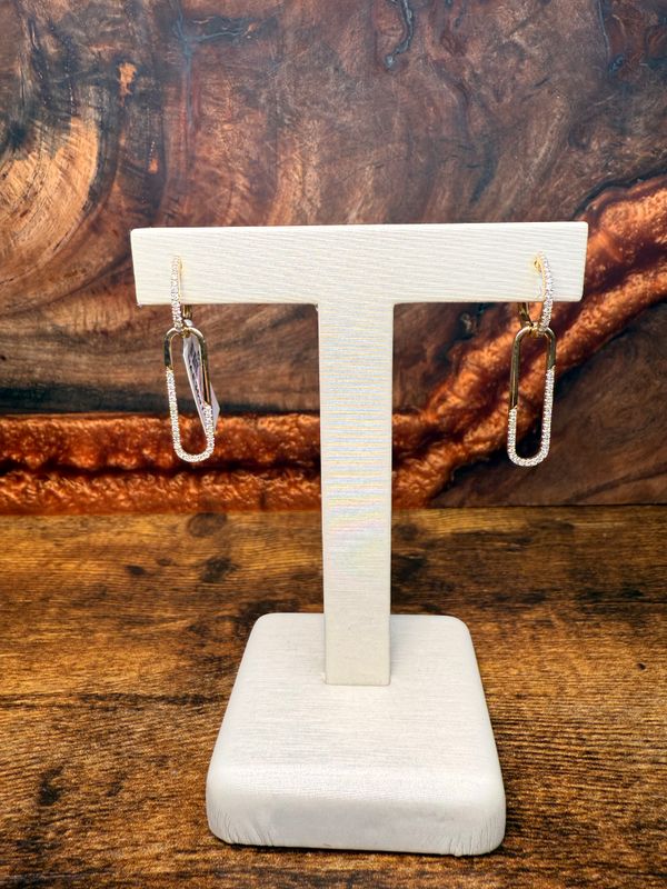 14k Yellow Diamond Paperclip Earrings .44ct aprox