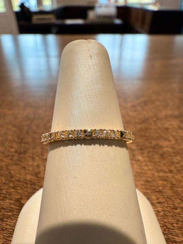 14k Yellow Gold Diamond Ladies Stacker Ring .18ct
