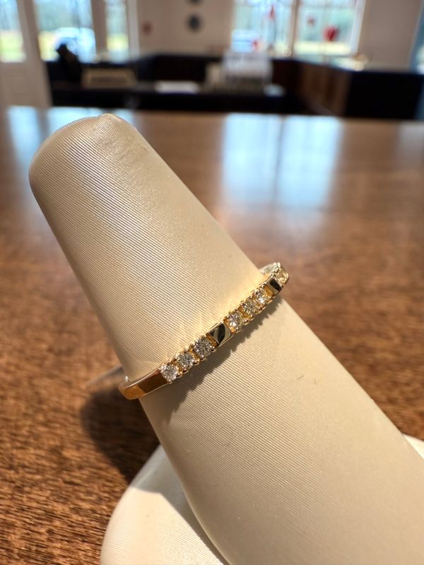 14k Yellow Gold Diamond Ladies Stacker Ring .18ct