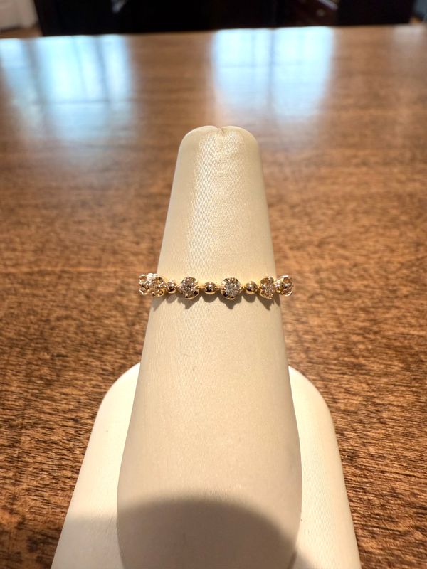 14k Yellow Gold Ladies Diamond Bead Stacker .18ct