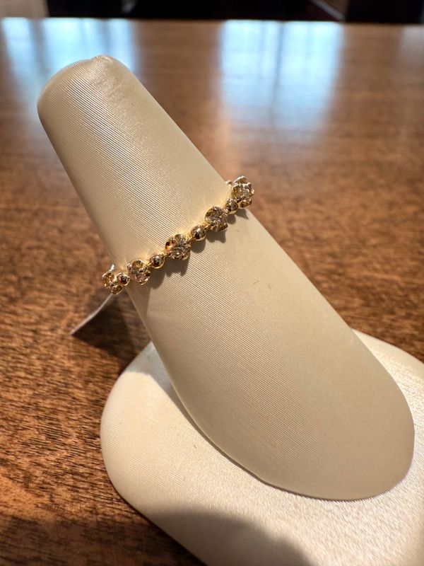 14k Yellow Gold Ladies Diamond Bead Stacker .18ct