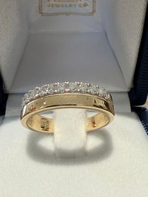 14K Yellow &amp; White Gold 0.38ctw Diamond /Plain Band