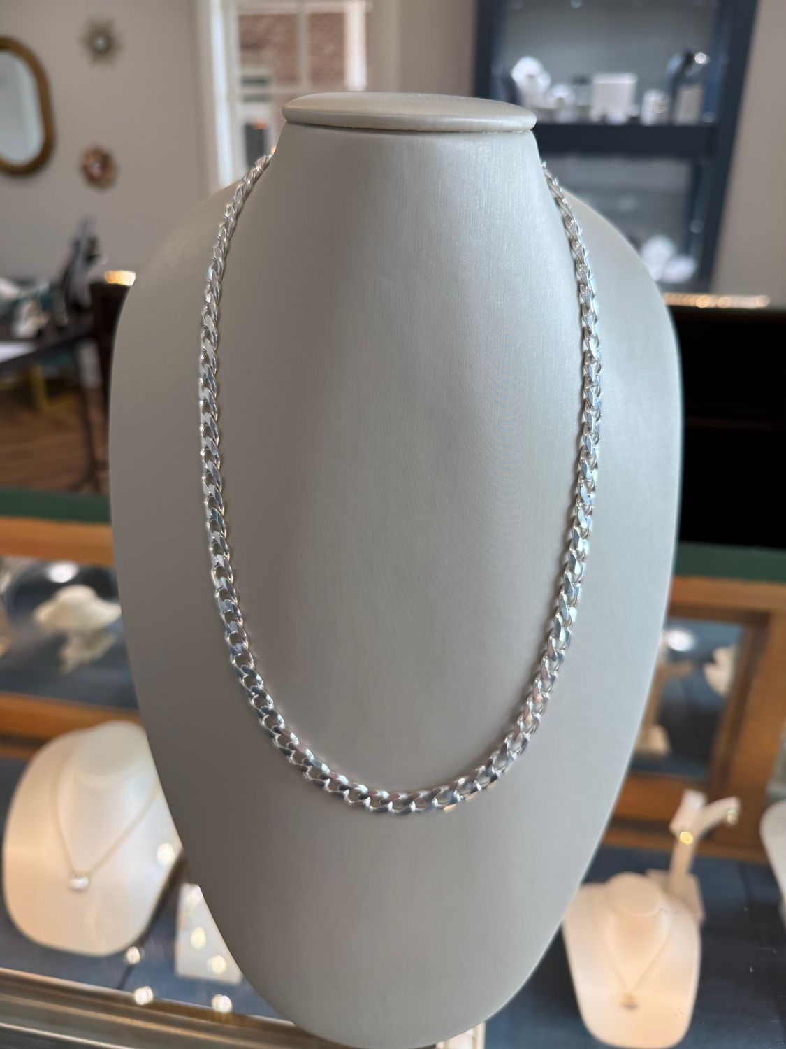 Sterling Silver 7.5mm Italian Curb Chain 22 inch