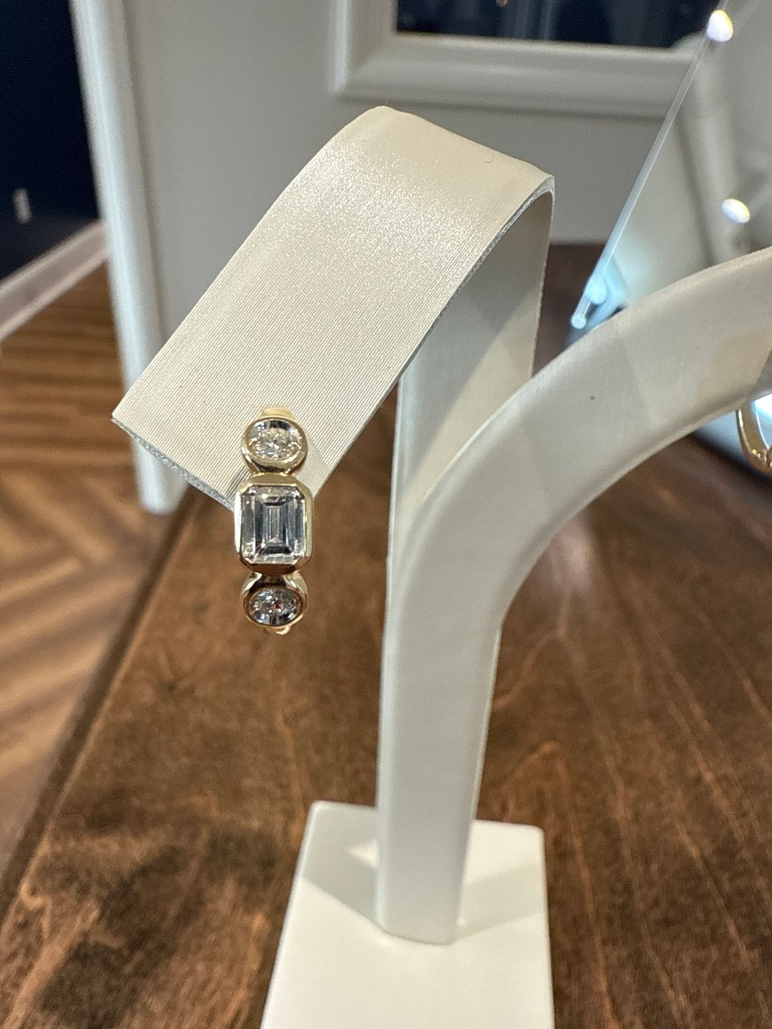 14k Yellow Gold .50ctw Diamond 3 Stone Huggie Hoops