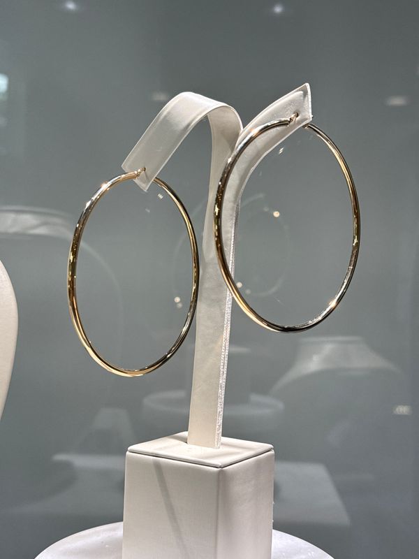 10K Yellow Gold  3&quot; Round Tube Hoop