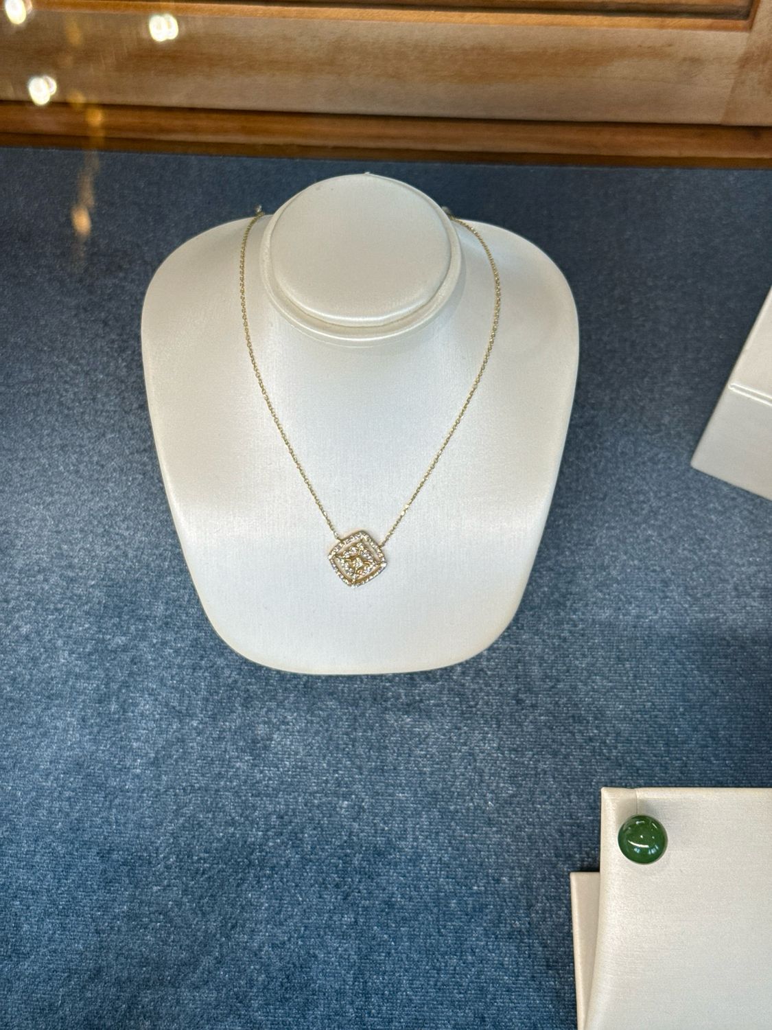 10K Yellow Gold Open Cushion Pendant .375ctw Diamond Necklace