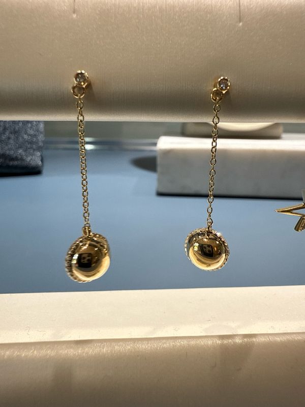 10k yellow gold Saturn drop earrings