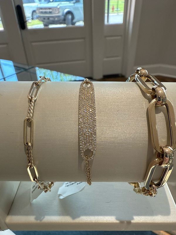 14K Yellow Gold .52ctw Pavé Diamond ID Style Bracelet