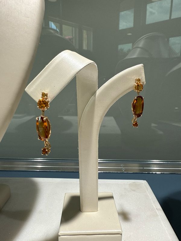 14k Yellow Gold Citrine Drop Earrings Klein Jewelry Co. Design