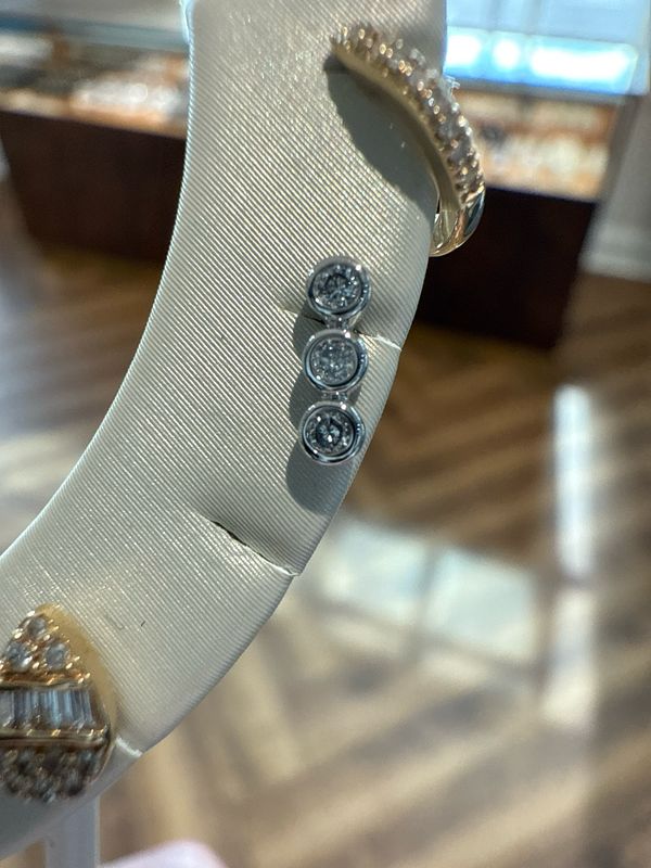 14k White Gold Diamond Bezel Climber Earrings .09ctw