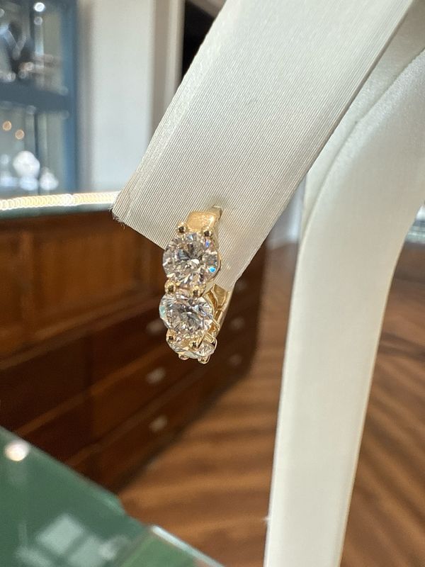 14k Yellow Gold 1.88ctw 3 Stone Lab Diamond Hoops