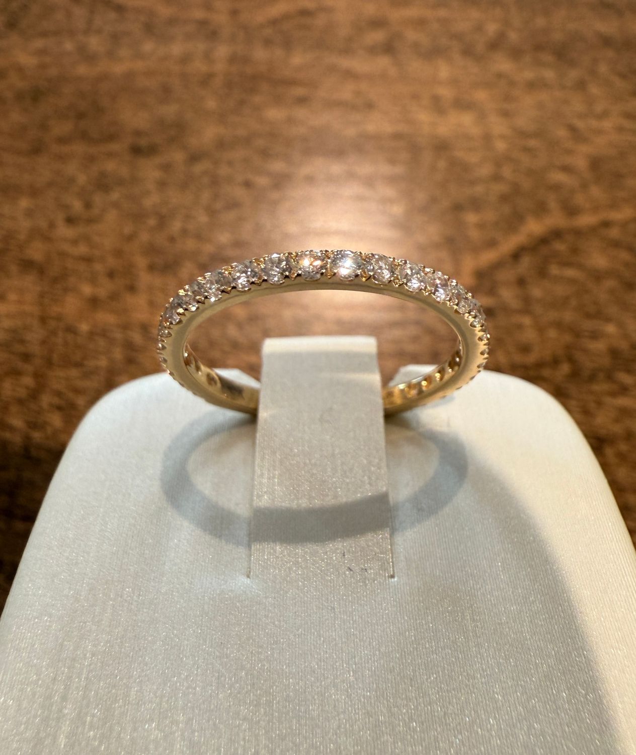 14k Yellow French Pave Diamond Wedding Band .52ctw 25rnd