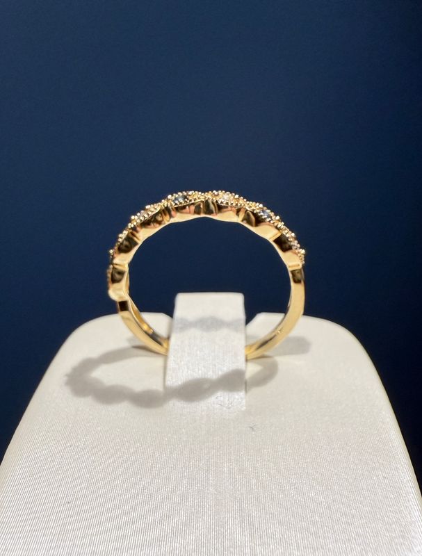 14k Yellow Gold Diamond and Sapphire Stacker .1ct Sapp .05 Ct Dia
