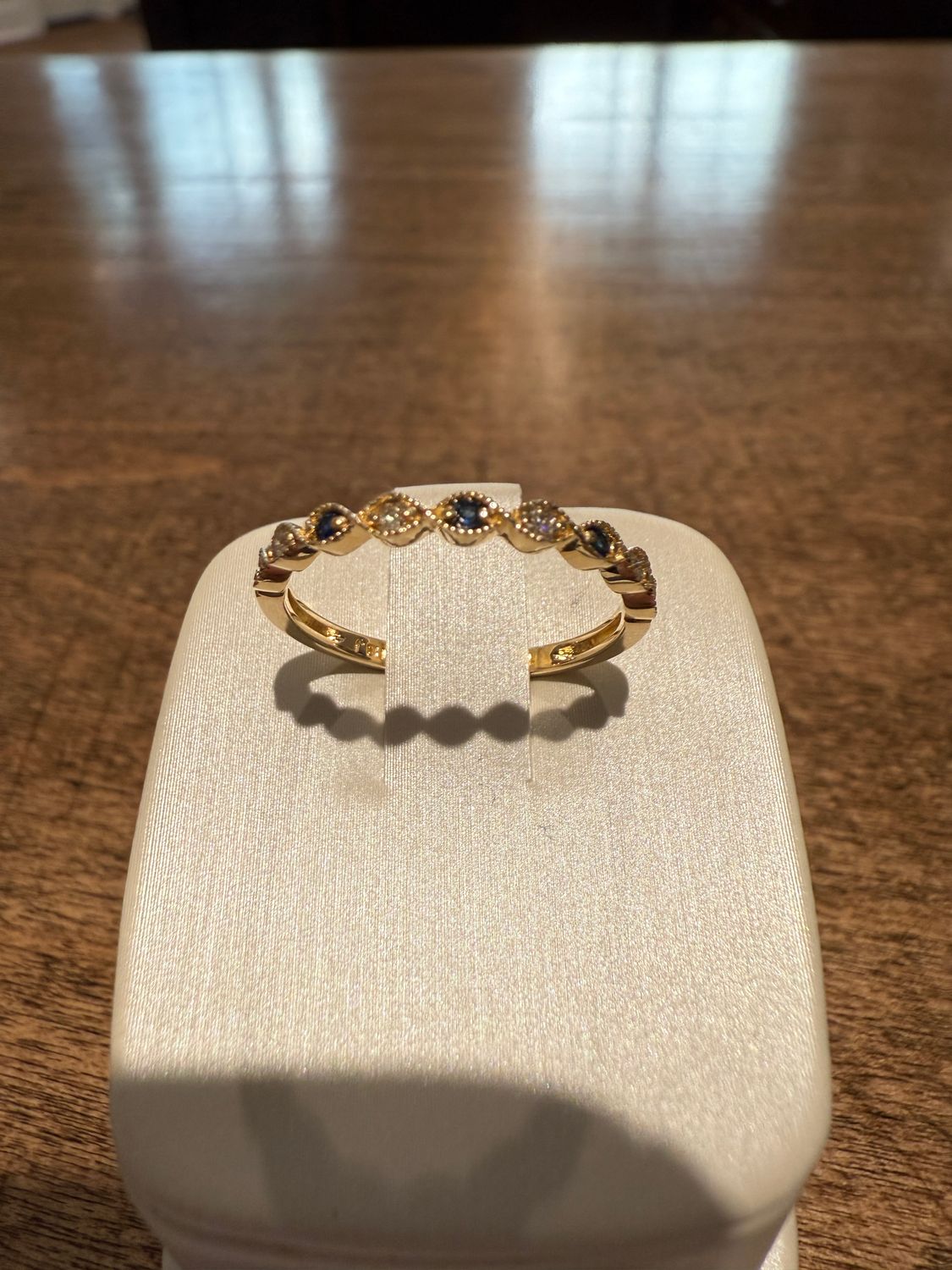 14k Yellow Gold Sapphire and Diamond Stacker .1 Sapp .08 Dia