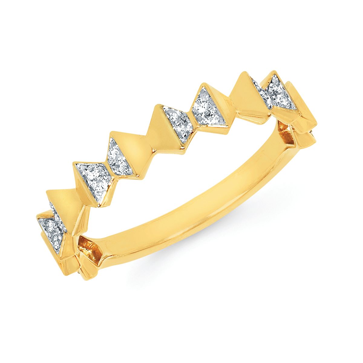 14k Yellow Gold Diamond Angle Fashion Ring .1 Aprox ctw/ 24 rnd .004
