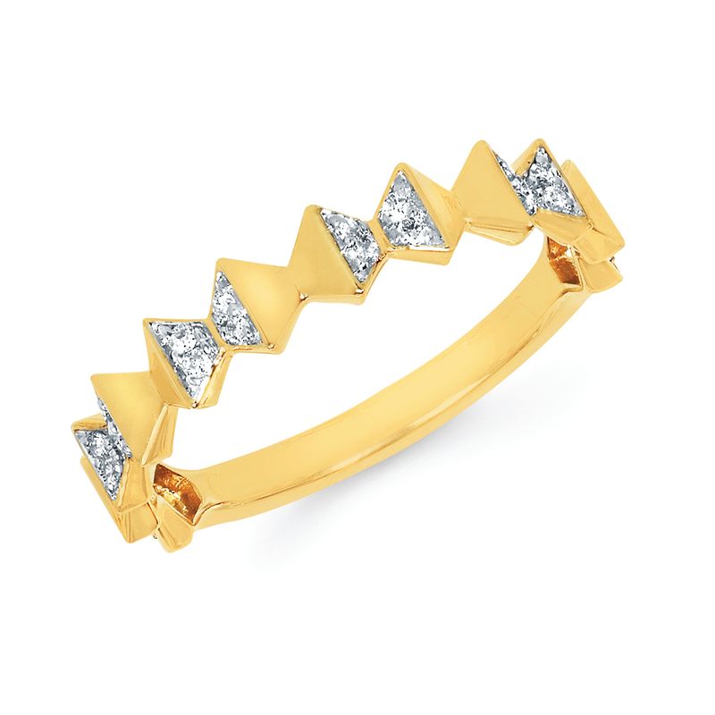 14k Yellow Gold Diamond Angle Fashion Ring .1 Aprox ctw/ 24 rnd .004